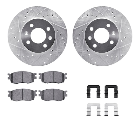 7312-03034, Rotors-Drilled, Slotted-SLV W/3000 Series Ceramic Brake Pads Incl. Hardware, Zinc Coat